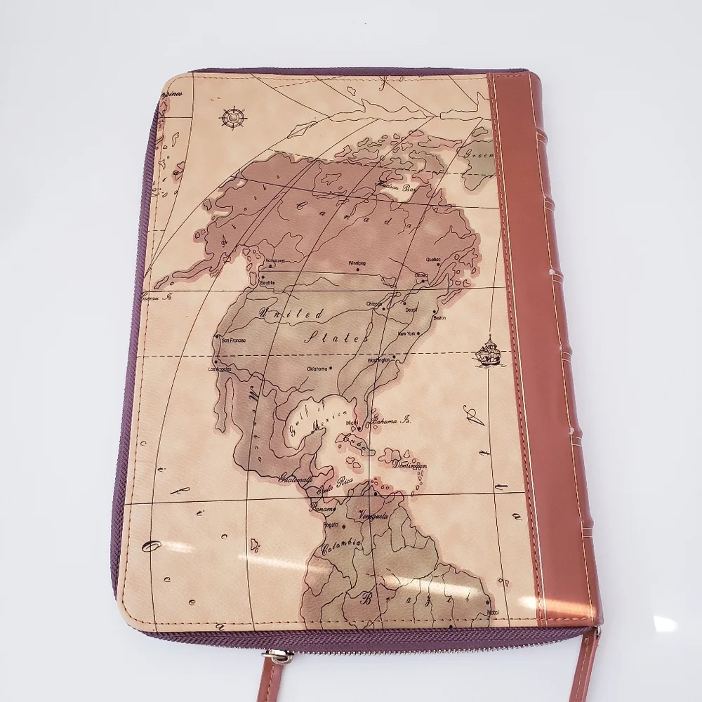 World Map Zippered Notebook Cover